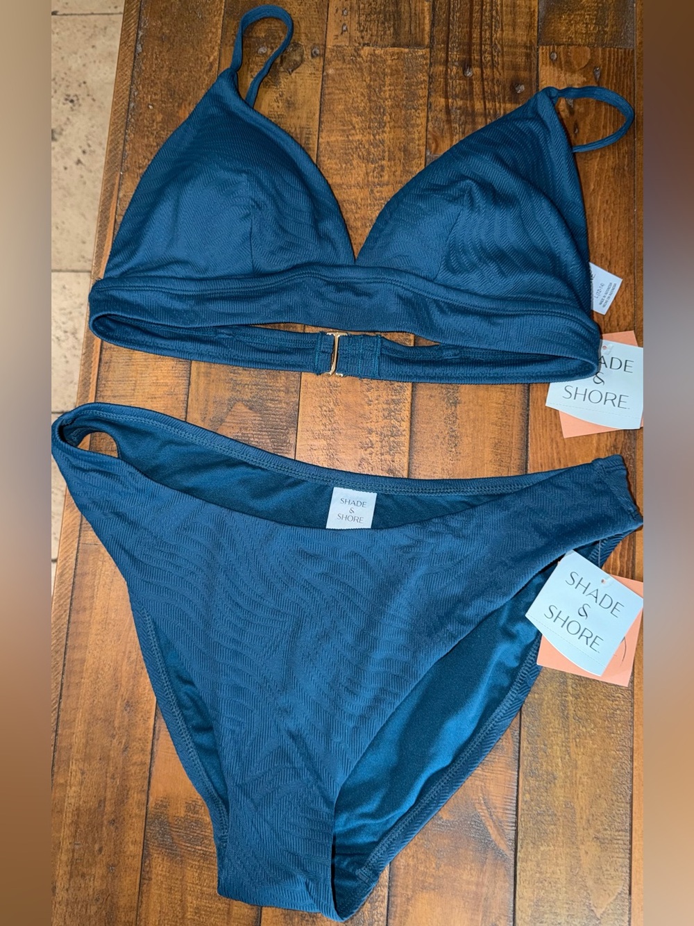 Shade & Shore Deep Teal Ribbed Bikini